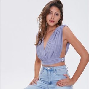 Pleated Surplice Crop Top